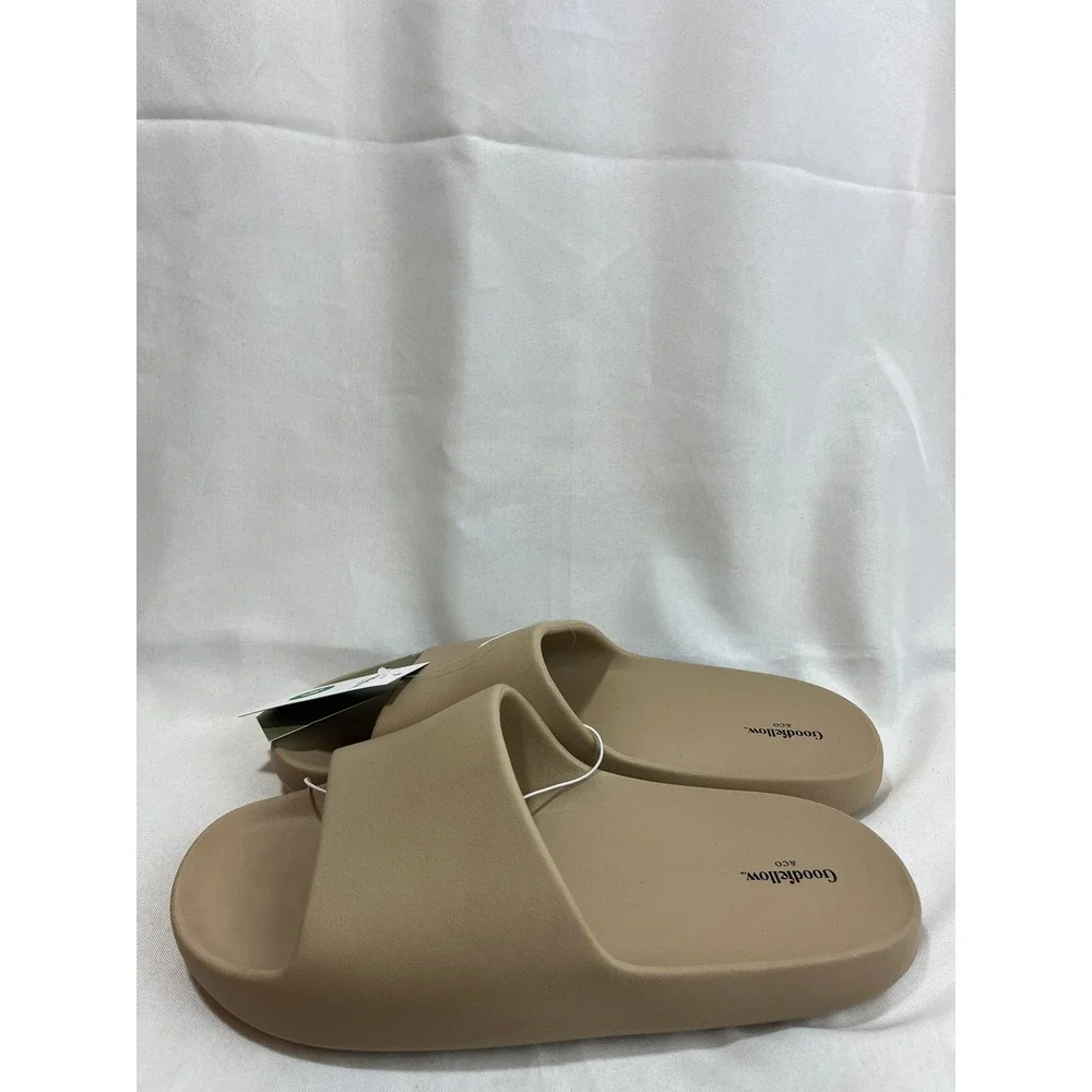 Goodfellow & Co Mens Slide Sandals Tan Beige Foam Comfort Pool Shoes Size 10 NEW
